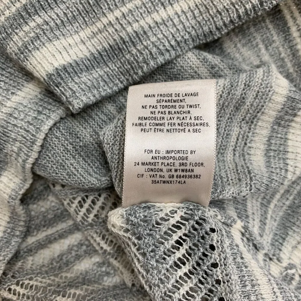 Moth Sweater Womens L Large Gray V Neck Knit Stripe Long Sleeve Anthropologie
